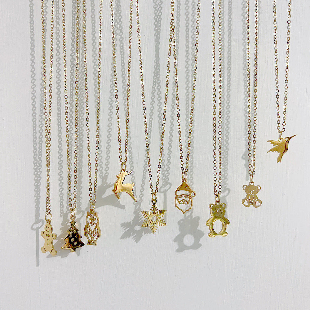 Wholesale Christmas Series Titanium Steel 18K Gold Necklace Clavicle Chain